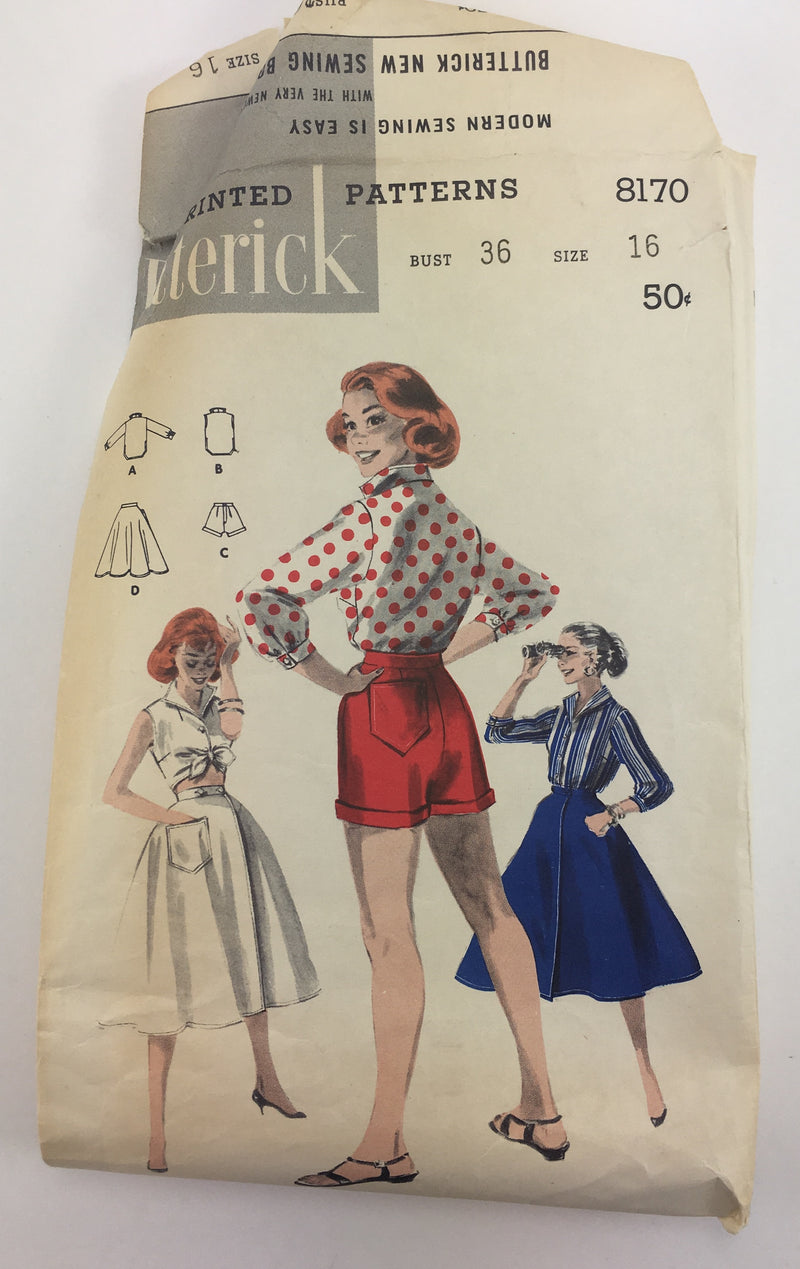 Butterick 8170 1950s Separates Vintage Sewing Pattern