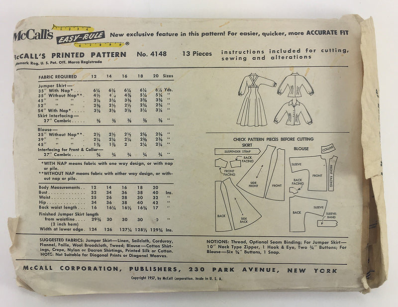 McCalls 4148 1950s Suspender Dress Vintage Sewing Pattern – WeSewRetro