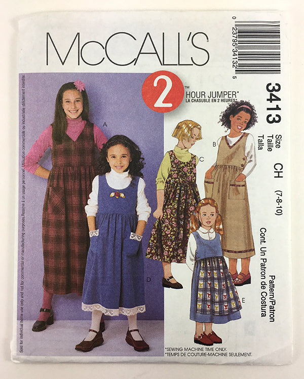 McCalls 3413 Girls Jumper Sewing Pattern