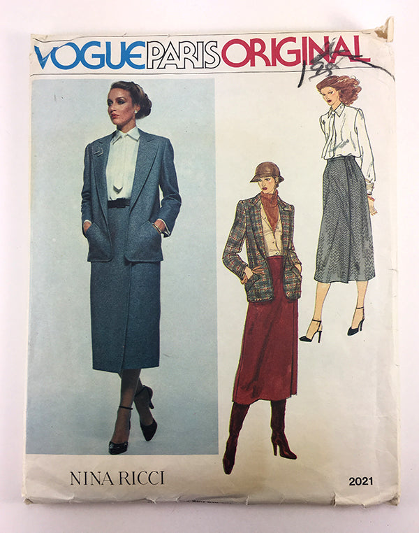 Nina Ricci Vogue Paris Original 2021 1980s Designer Separates Vintage Sewing Pattern