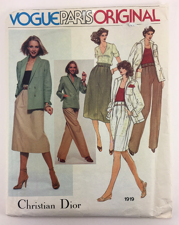 Christian Dior Vogue Paris Original 1919 1980s Designer Separates Vintage Sewing Pattern