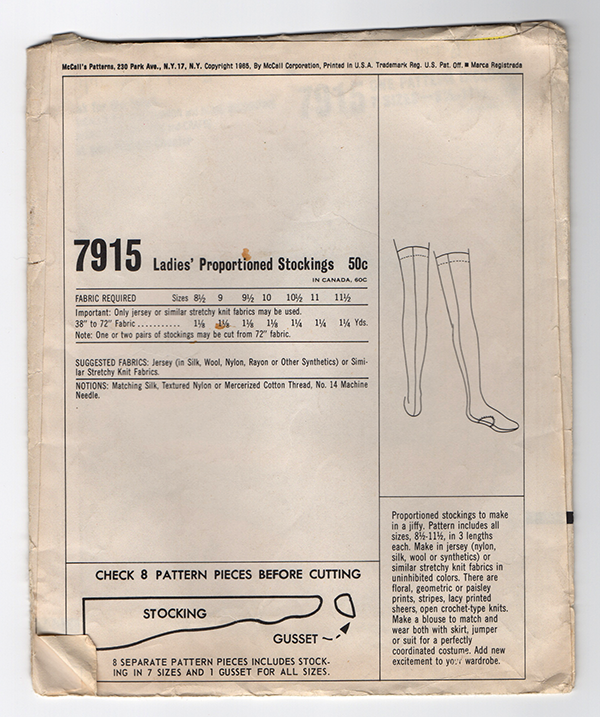 McCall's 7915 Vintage Stockings Sewing Pattern