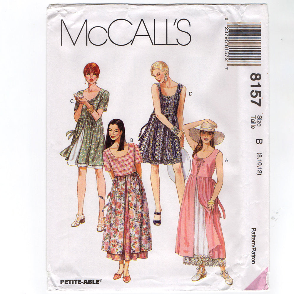 McCall's 8157 Misses Dress 1990s Sewing Pattern McCall's 8157 Misses Dress 1990s Sewing Pattern