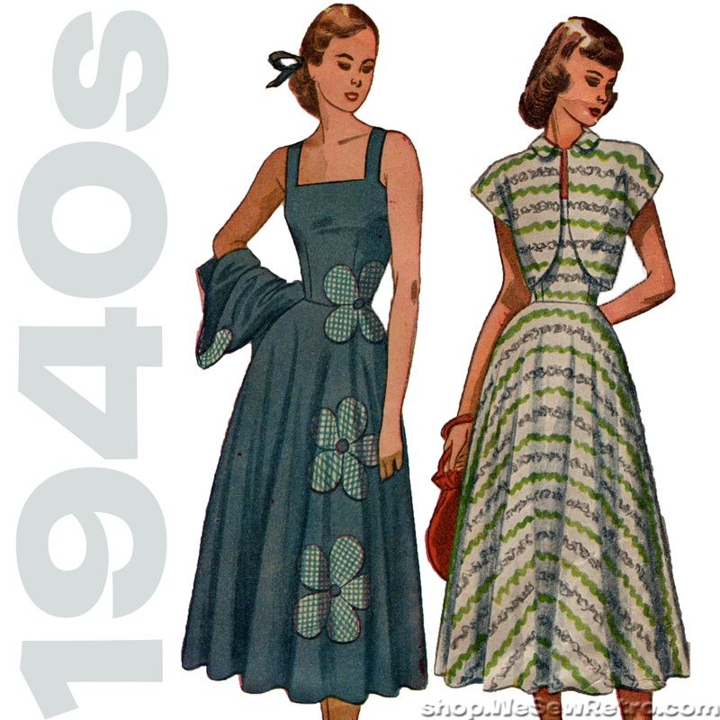 Simplicity 2397 - 1940s Vintage Sundress and Bolero Sewing Pattern