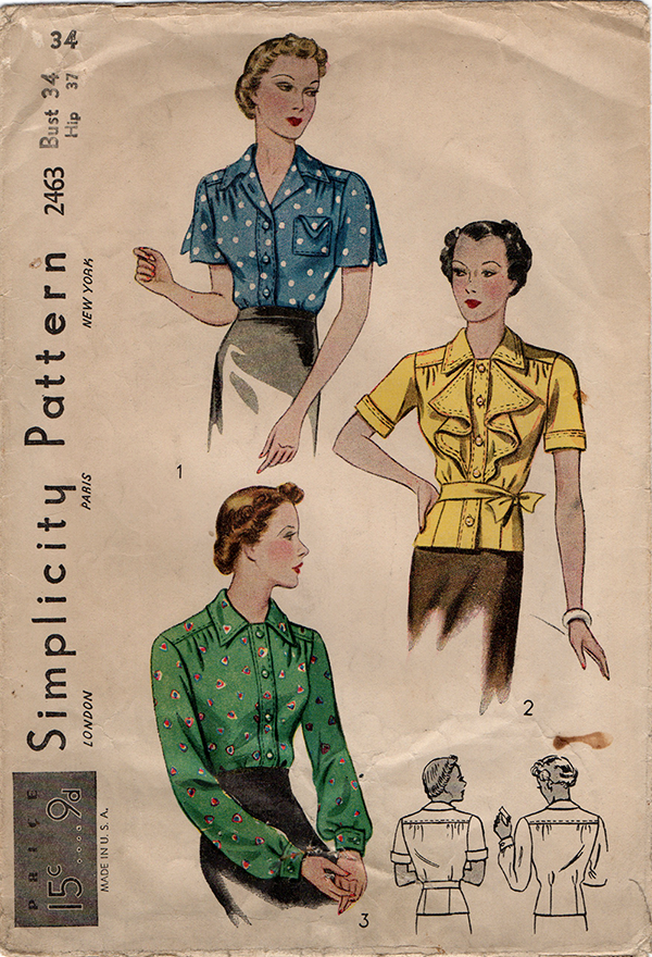 Simplicity 2463 - 1930s Blouse Vintage Sewing Pattern