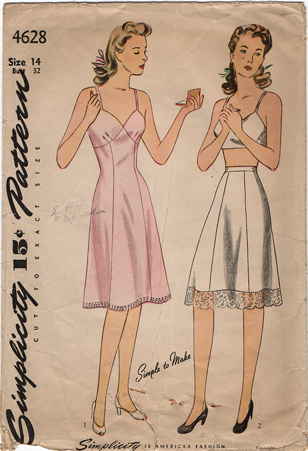 Simplicity 4628 - 1940s Vintage Lingerie Sewing Pattern
