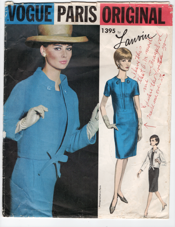 Vogue 1395 - 1960s Lanvin Vogue Paris Original Vintage Sewing Pattern