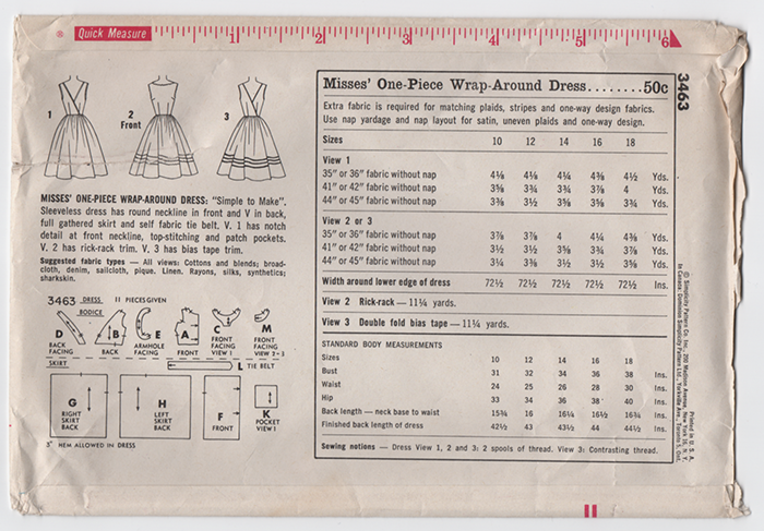 1960s Wrap Around Dress Vintage Sewing Pattern - Simplicity 3463