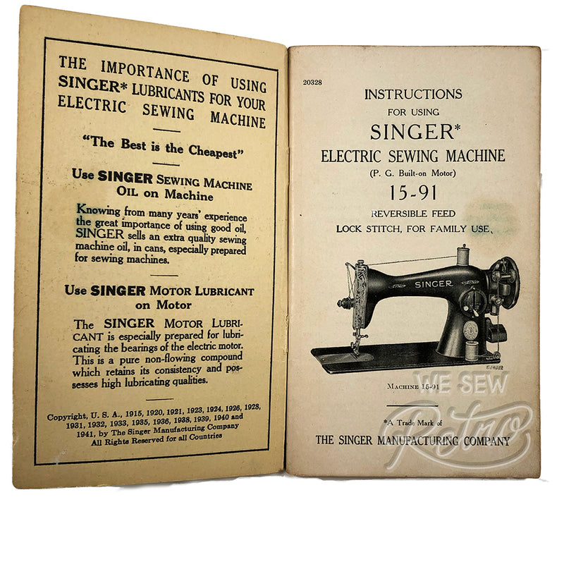 Vintage Singer 15-91 Sewing Machine Instruction Manual