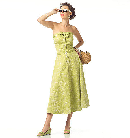 V2961 1950s Vintage Vogue 2961: Halter Dress & Belt Sewing Pattern