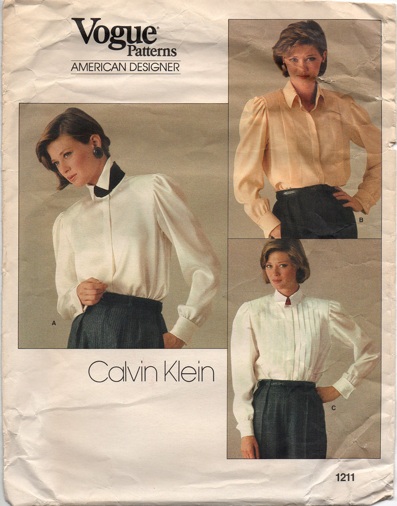 Vogue 1211 Calvin Klein Blouse Vintage Sewing Pattern