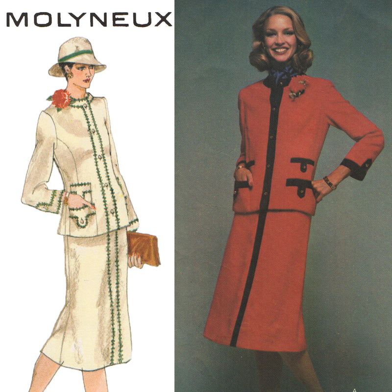 70s Kasper Womens Coat Dress Double Breasted Vogue Sewing Pattern 2349 Size  12 Bust 34 FF 