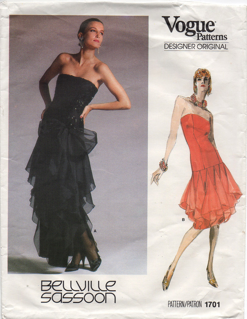 Vogue 1701 Belville Sassoon Evening Dress Vintage Sewing Pattern