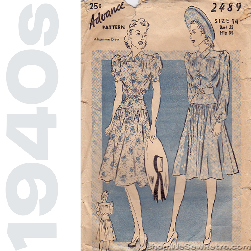 Advance 2489 - 1940s Sewing Pattern - Two Piece Dress Vintage Pattern