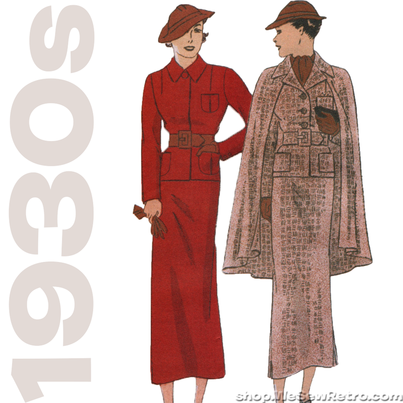 Butterick 6329 - 1930s Vintage Pattern Reproduction - Jacket, Cape, and Skirt Sewing Pattern