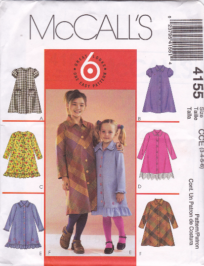McCalls 4155 Sewing Pattern - Girls A-Line Dresses – WeSewRetro