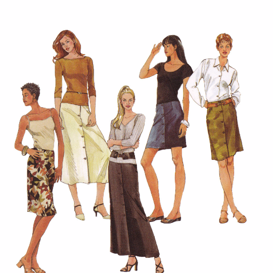 McCalls 3520 Sewing Pattern - Front Button Skirt in 5 Lengths