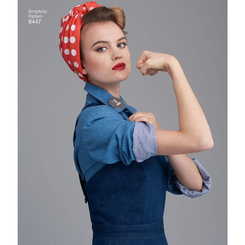Simplicity 8447 Rosie the Riveter Overalls, Pants, and Blouses - 1940s Paper Sewing Pattern