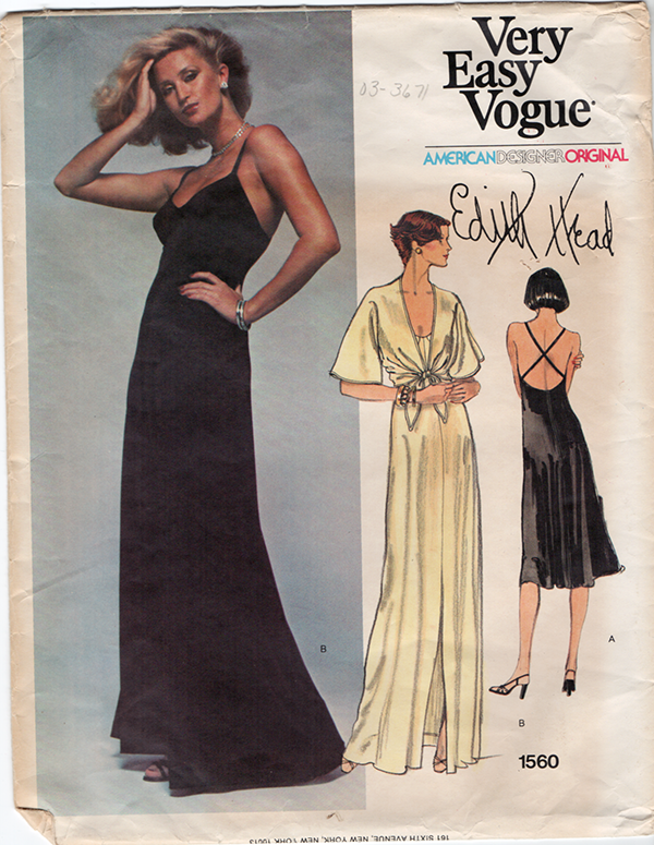 Vintage Vogue Designer Original Pattern: Edith Head Evening Gown. Vogue 1560.