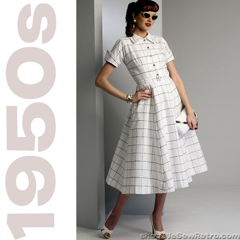 1950s Vintage Vogue 9000: Dress and Belt Vintage Reproduction Sewing Pattern