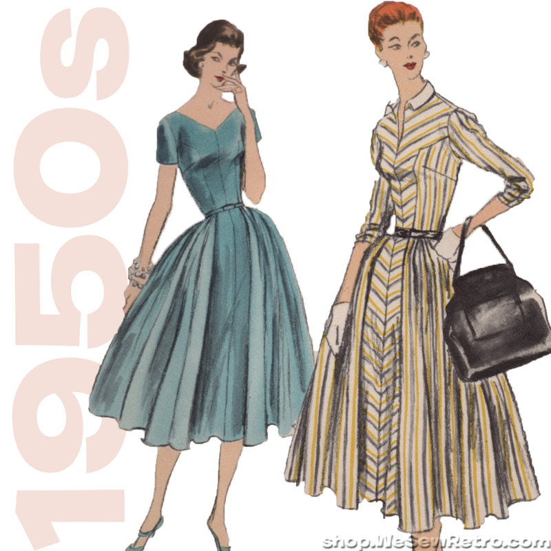 Vogue  8922 - 1950s Vintage Pattern - Full Skirted Dress Sewing Pattern